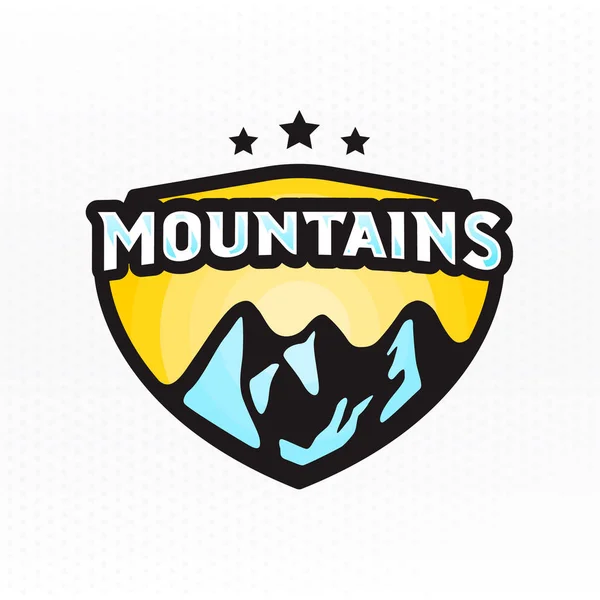 Montañas - insignia de colores, logotipo, etiqueta, para el desgaste . — Vector de stock