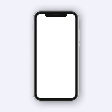 Çerçevesiz akıllı telefon beyaz arkaplanda izole edilmiş şekilde görüntülenir