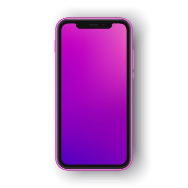 Beyaz ekranlı çerçevesiz akıllı telefon. Cep telefonunun maketi izole edildi
