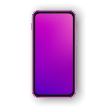 Çerçevesiz akıllı telefon. Cep telefonu beyaz üzerine izole edilmiş maket