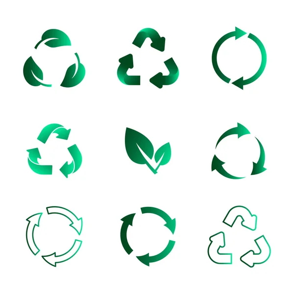 Conjunto de iconos de reciclaje. Iconos biodegradables, reciclables, compostables, de reutilización . — Archivo Imágenes Vectoriales