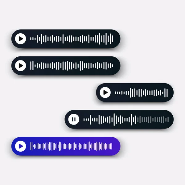 Chat vocal avec un statut différent des messages - lecture, pas lecture, sur pause — Image vectorielle