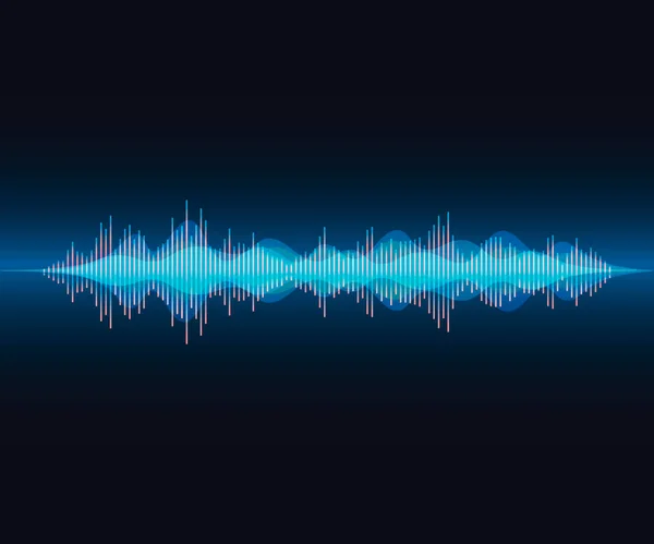 Μακρύ κύμα φωνής σε πολύχρωμο μοντέρνο στυλ. Φωτεινή απεικόνιση φωνής σε φόντο σκοτεινής βαθμίδας — Διανυσματικό Αρχείο