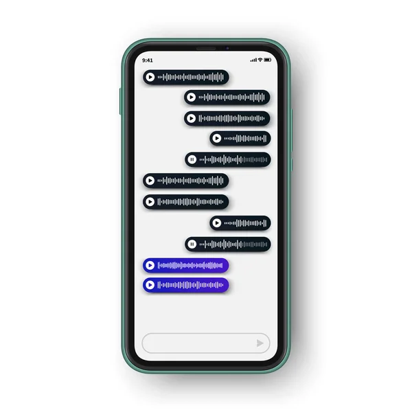 Röstmeddelanden visualisering Ux Ui design på smartphone skärm. — Stock vektor