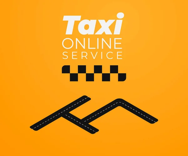 Taxi service poster concept with isometric road. Vector illustration. Taxi ordering app banner — Stock Vector