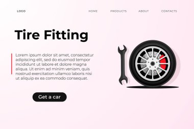 Lastik montaj servis şablonu gerçekçi tekerlek illüzyonu ve wranch.