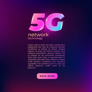 Vektör 5g teknoloji sayfası şablonu metin ve daha fazla düğme okuyun. 5g kablosuz ağ bağlantı tasarımı kavramı.