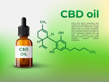 Cbd yağ şişesi, Cbd molekülü ve metnin için yer içeren bilgi yanılsaması