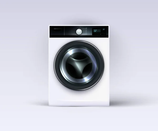 Realistische 3D moderne Waschmaschine isoliert. hoch detaillierte Waschmaschine mit Schatten, Lichteffekte. — Stockvektor