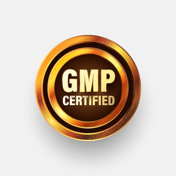 Сертифікована золота марка GMP, сертифікований логотип 3d gmp — стоковий вектор