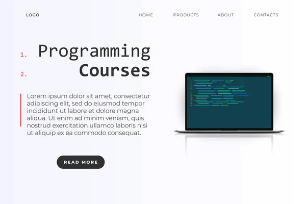 Computer-Programmierkurse Website Landing Page Template, Computer-Programmiercamp — Stockvektor