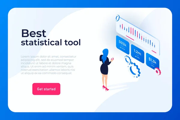 Melhor ferramenta estatística para o seu negócio. Empresa analítica oferece um produto de ferramenta estatística para o mercado . —  Vetores de Stock