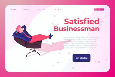 Ofis koltuğunda tatmin olmuş bir iş adamı. Crative problemini çözen başarılı çalışan