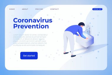 Covid-19 Coronavirus enfeksiyonu pankart, poster şablonu. Sağlıklı web sayfası şablonu