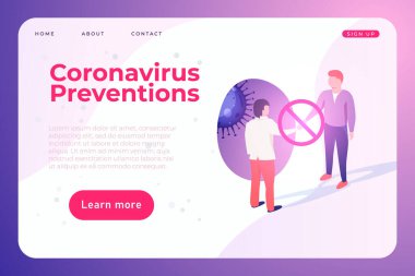 Covid-19 Coronavirus enfeksiyonu pankart, poster şablonu. Sağlıklı web sayfası şablonu