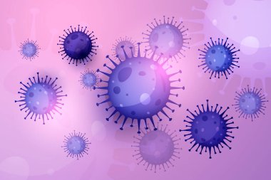 Coperid 19 Coronavirus vücut nesneleri ile soyut bir arkaplan. vektör çizgi film koronavirüsü