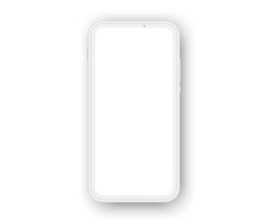 Beyaz, 3 boyutlu gerçekçi telefon modeli. Cep telefonunun hafif maketi