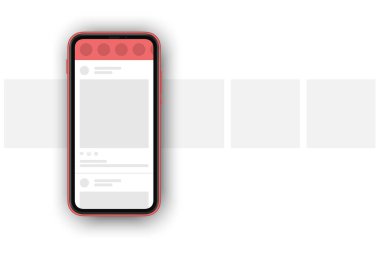 Sosyal medya, gerçekçi 3D akıllı telefon modelli bir atlıkarınca yayınladı. Sosyal ağ arayüzü.