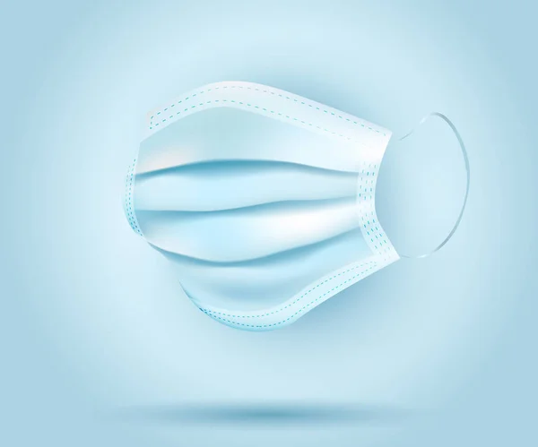 Beschermend gezichtsmasker geïsoleerd, realistisch 3d medisch masker voor covid 19 coronavirus bescherming — Stockvector