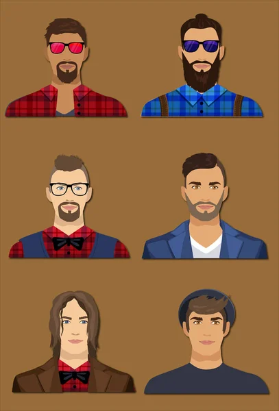 Six men character avatars — Stock Vector