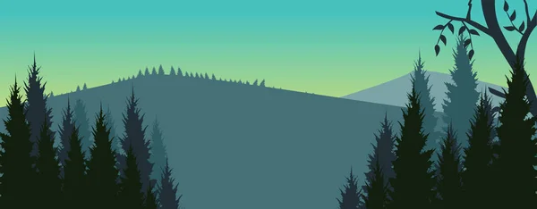 Bosque montañas paisaje — Vector de stock