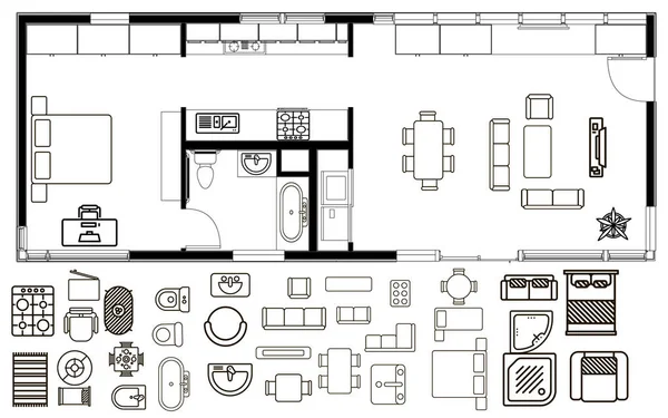 Arkitekturplan i ovanifrån — Stock vektor