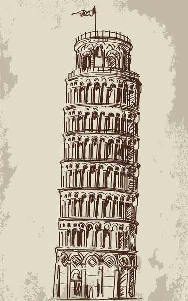 La torre inclinada de Pisa — Vector de stock