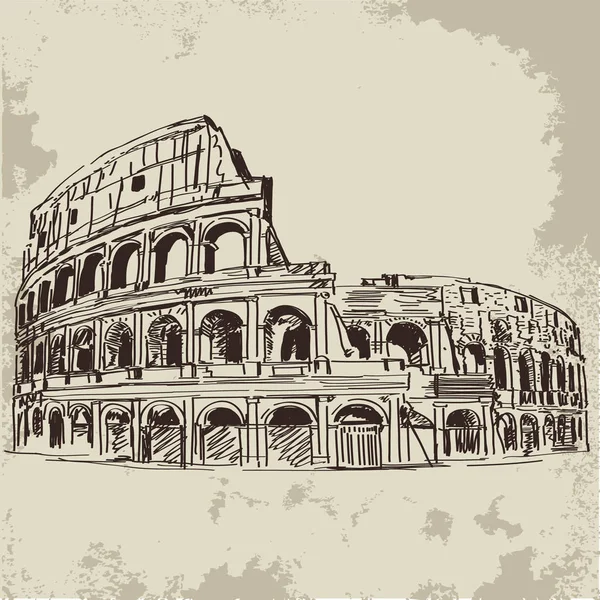 Schizzo disegnato a mano Colosseo — Vettoriale Stock