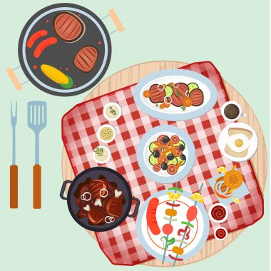 Üstten Görünüm günde Barbekü