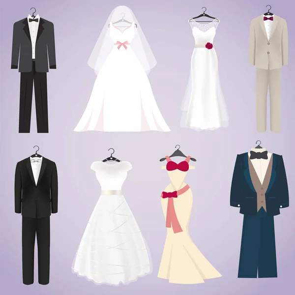 Wedding dresses and costumes — Stock Vector