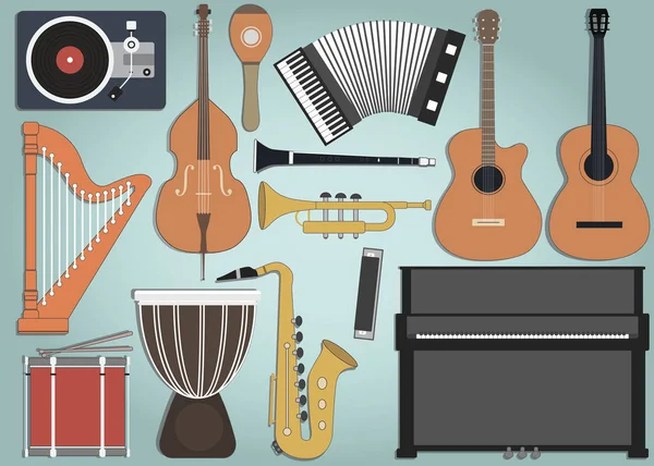 Ensemble d'instruments de musique — Image vectorielle