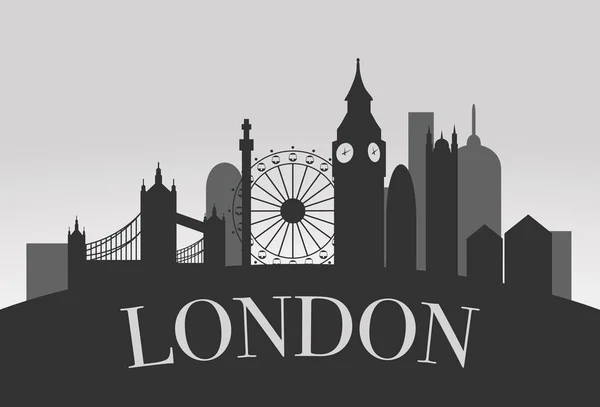 Londres Silhouette Paisaje — Vector de stock