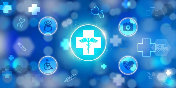 Digital Health care icons on abstract background