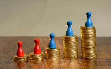 Altın sikke piyon ile gidiş sona grafik yığını