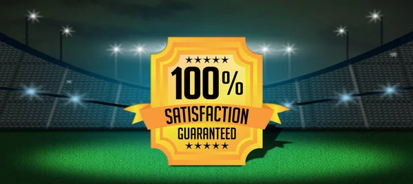 100% tevredenheid garantie Badge in voetbalstadion — Stockfoto