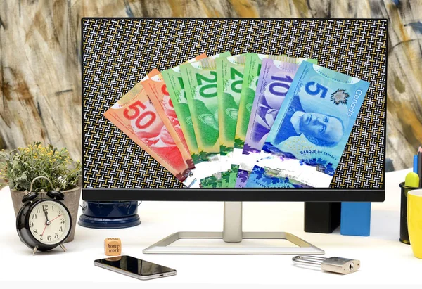 Canadese Bank bankbiljetten in LCD-scherm — Stockfoto
