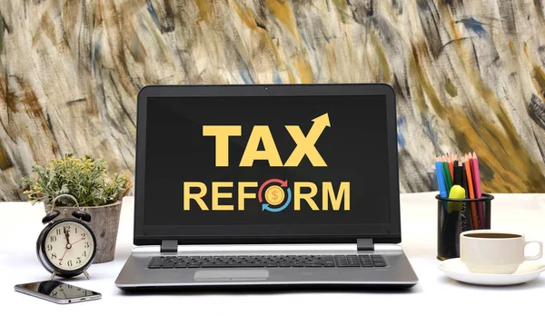 Tax Reforms Word Design office laptop Monitor Display