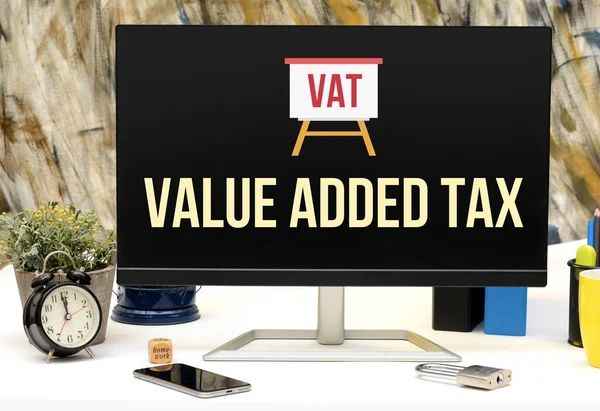 VAT Value Added Tax sign on Office Monitor