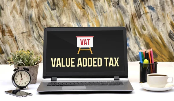 VAT Value Added Tax sign on laptop screen