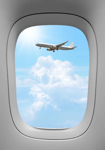 Closeup of the airplane window — Stock Photo, Image