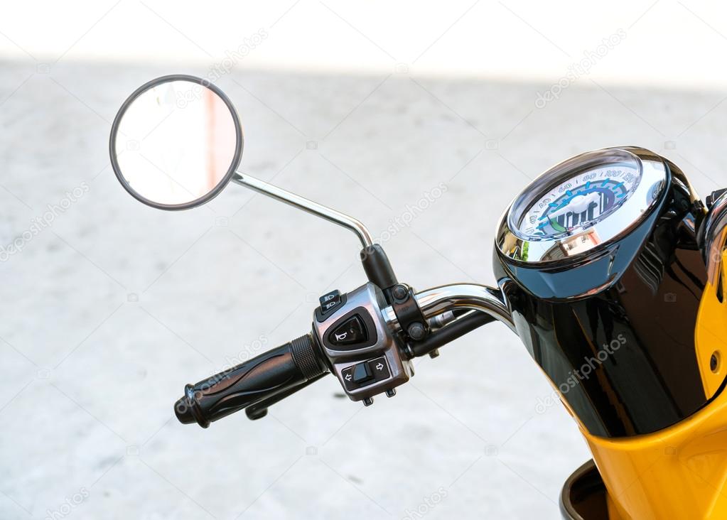 rear view mirror of the motorcycle.
