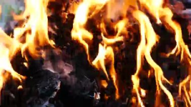  Yanan çöp yığını yanan ateşi.