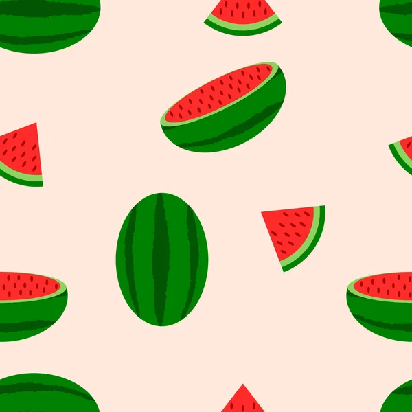 Sömlös mönstergrupp av vattenmelon. — Stock vektor