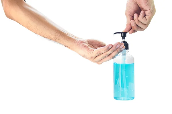 Należy Umyć Ręce Żelem Nasączonym Alkoholem Aby Zapobiec Zakażeniu Wirusem — Zdjęcie stockowe