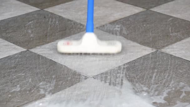 Cleaning Tile Floor Floor Scrubber Brush — Stock Video