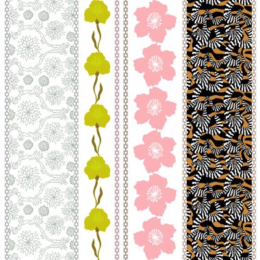 Bohem motifleri ile Art deco kenarlık kümesi.