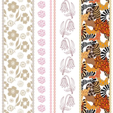 Bohem motifleri ile Art deco kenarlık kümesi.