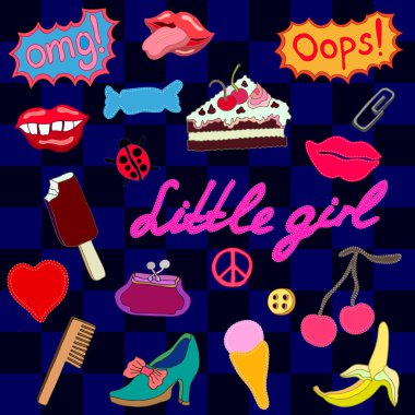 Pop art seamless modeli. Elle çizilmiş 1980-1990'larda çizgi roman tasarım ilham doodles.