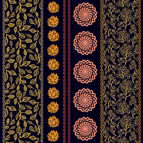 Set de bordes Art deco con motivos bohemios . — Vector de stock