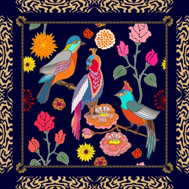 Japon bahçesi. Victoria motifleri ile Seamless oryantal modeli. 